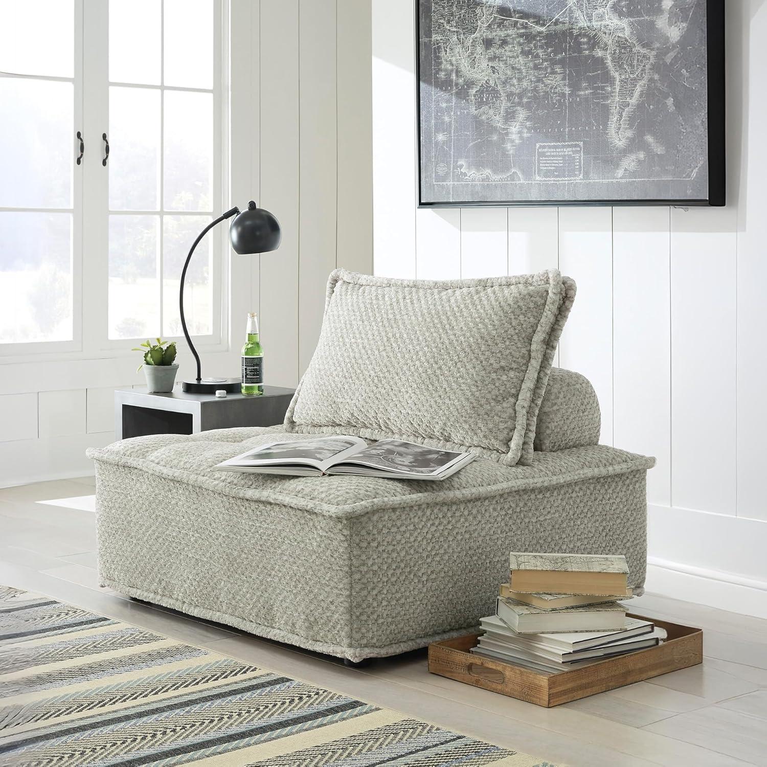 imageSignature Design by Ashley Bales Casual Modular Upholstered Armless Accent Chair with NonSlip Decking and Feet BlueTaupe