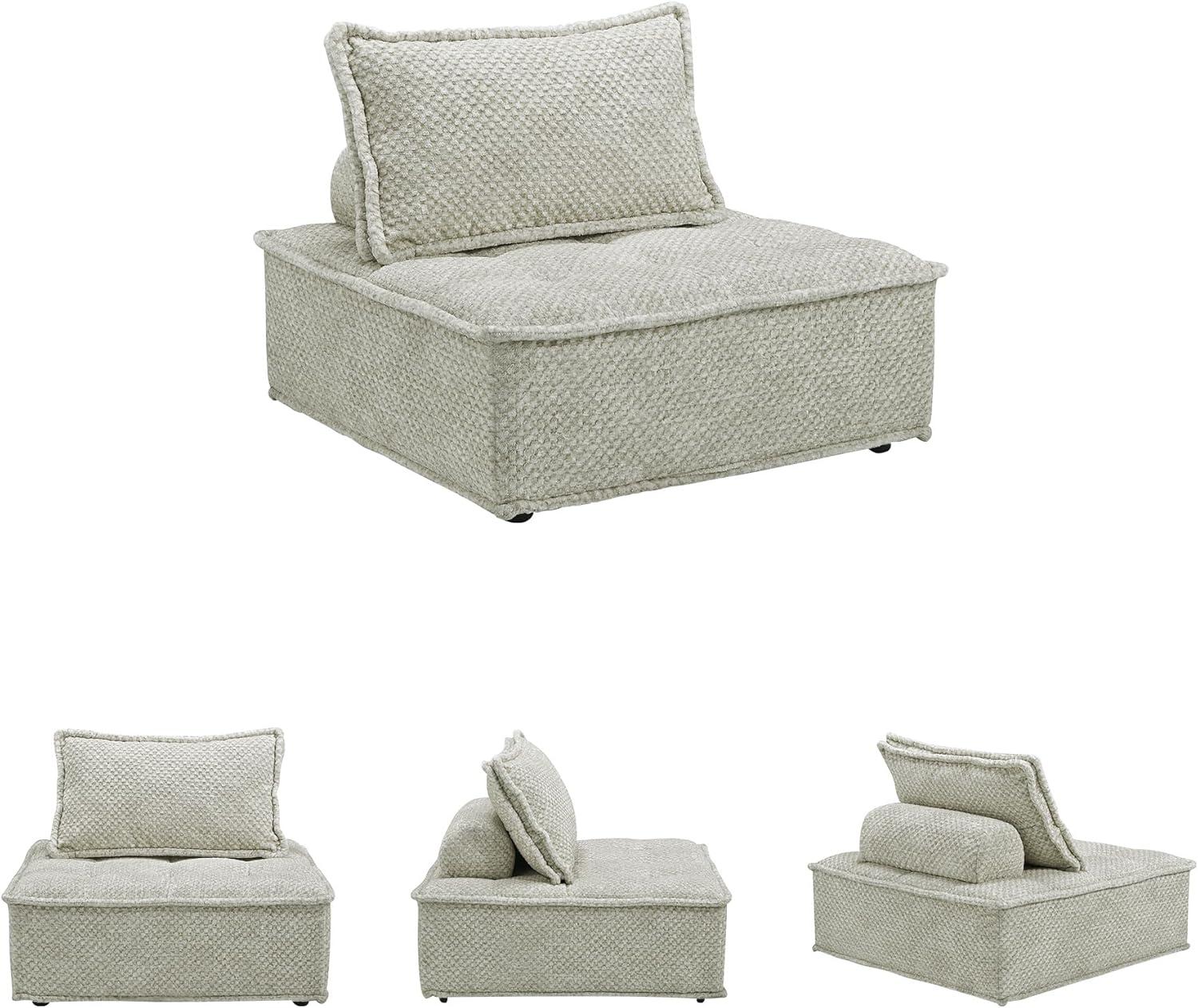 imageSignature Design by Ashley Bales Casual Modular Upholstered Armless Accent Chair with NonSlip Decking and Feet BlueTaupe