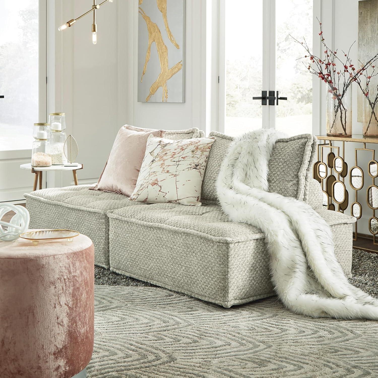 imageSignature Design by Ashley Bales Casual Modular Upholstered Armless Accent Chair with NonSlip Decking and Feet BlueTaupe