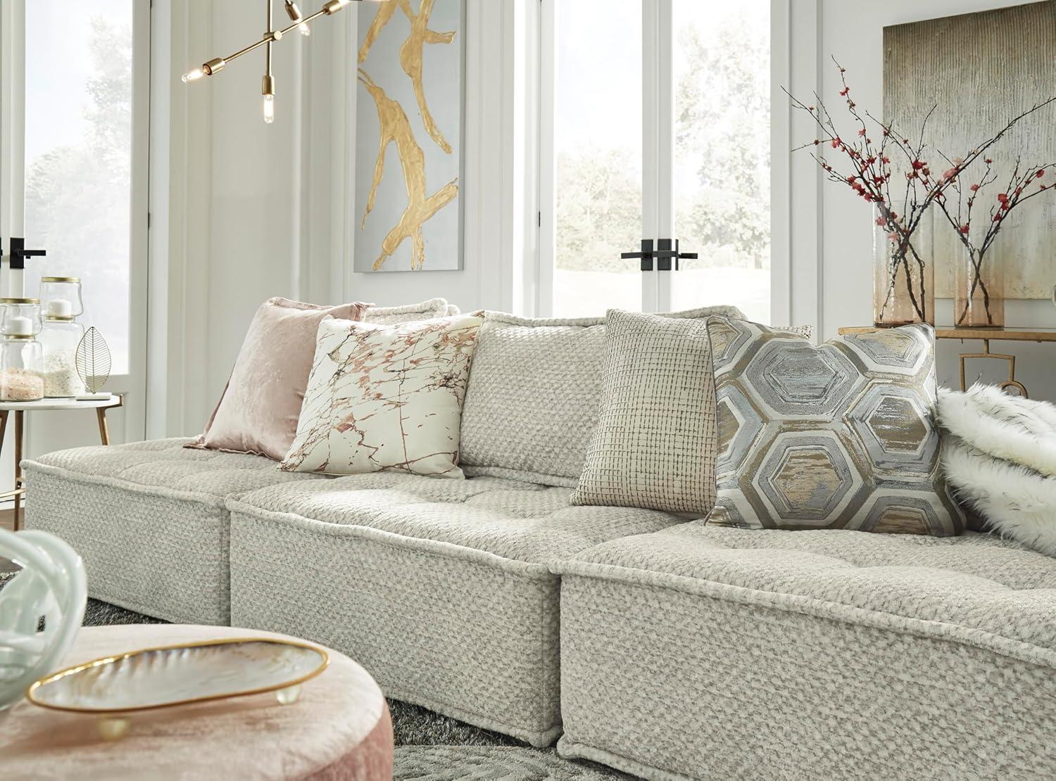 imageSignature Design by Ashley Bales Casual Modular Upholstered Armless Accent Chair with NonSlip Decking and Feet BlueTaupe