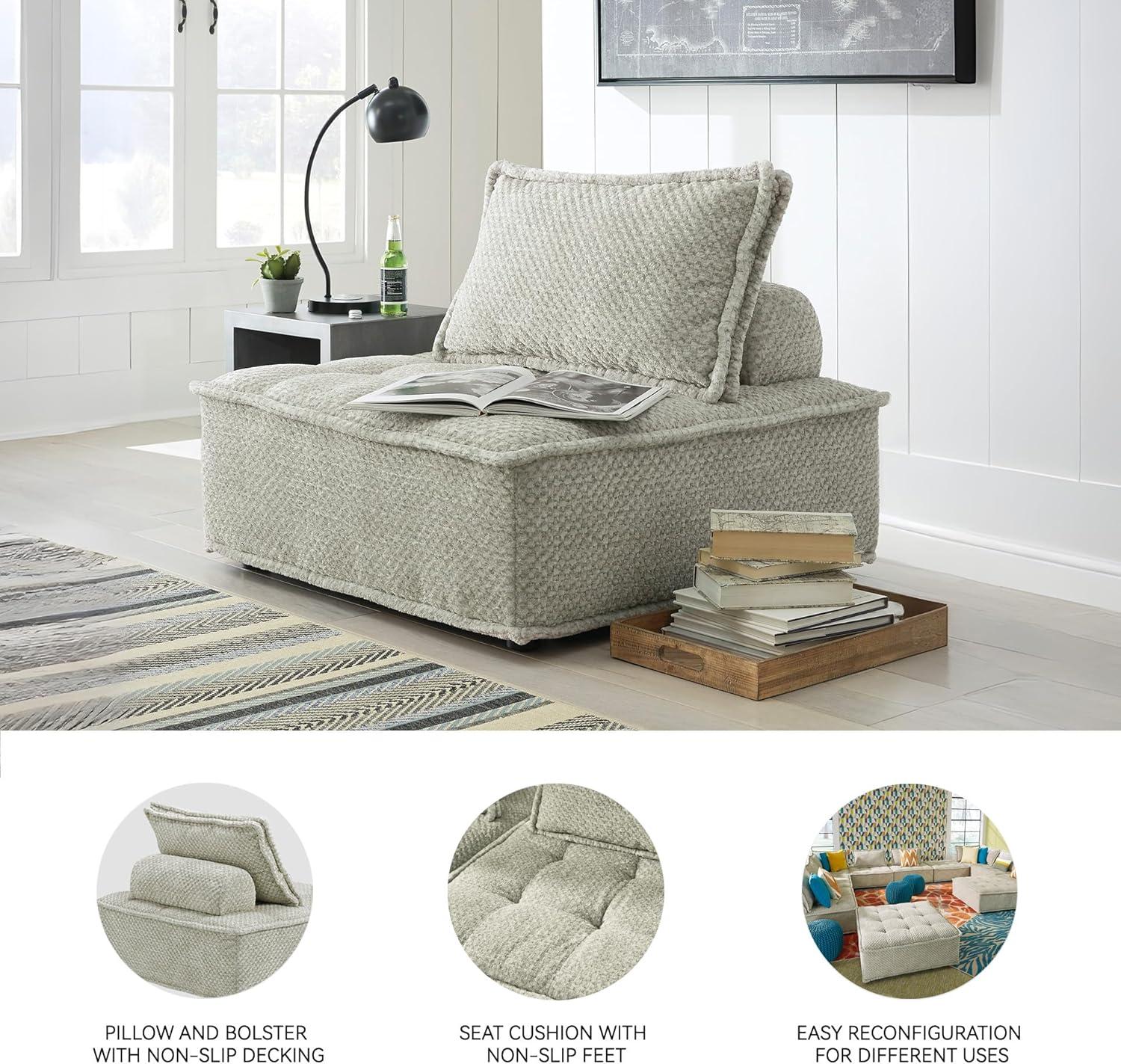 imageSignature Design by Ashley Bales Casual Modular Upholstered Armless Accent Chair with NonSlip Decking and Feet BlueTaupe