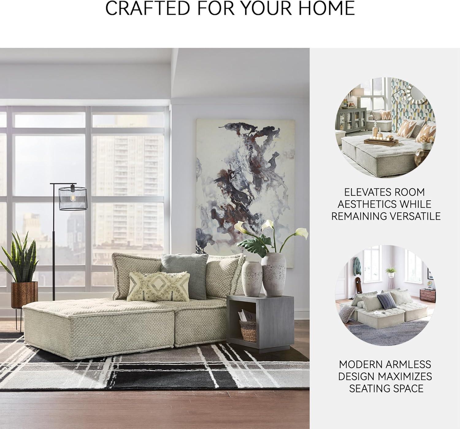 imageSignature Design by Ashley Bales Casual Modular Upholstered Armless Accent Chair with NonSlip Decking and Feet BlueTaupe