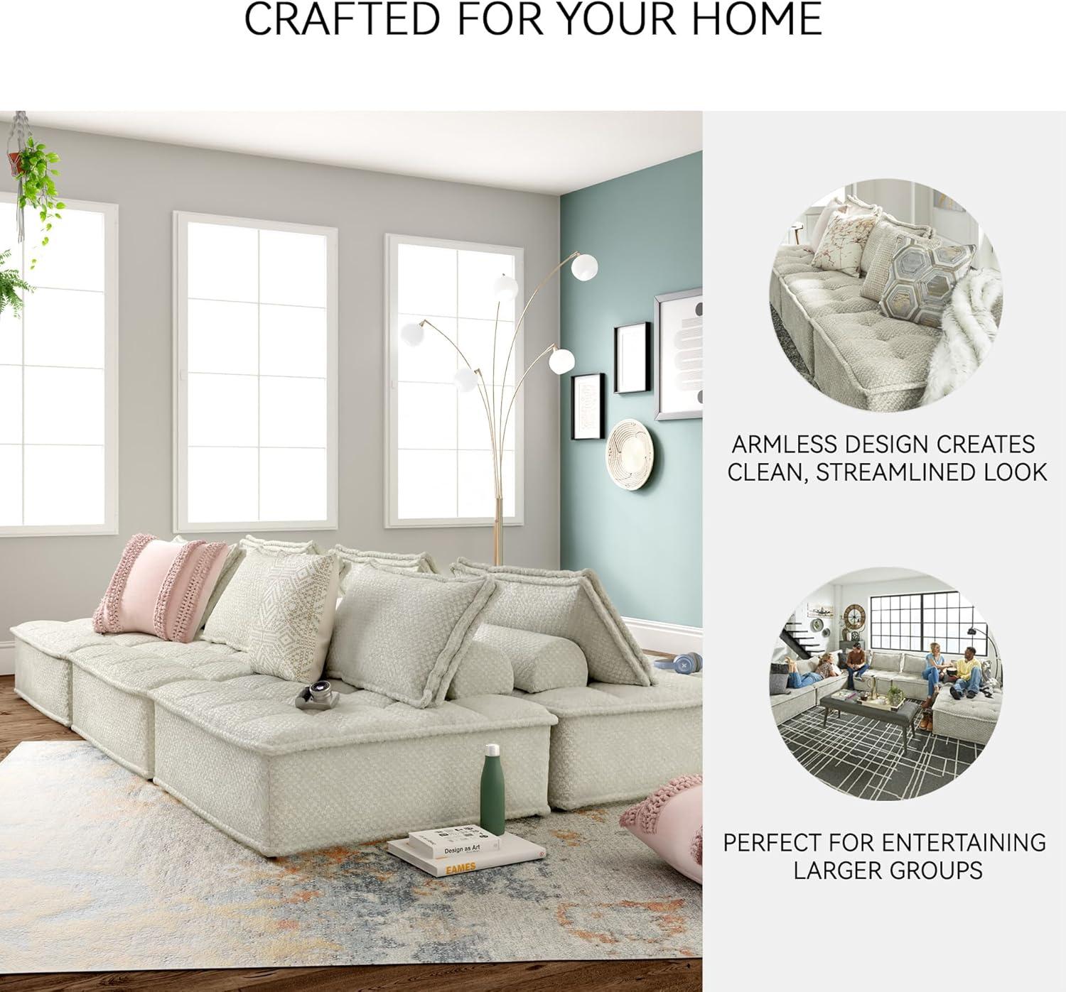 imageSignature Design by Ashley Bales Casual Modular Upholstered Armless Accent Chair with NonSlip Decking and Feet BlueTaupe