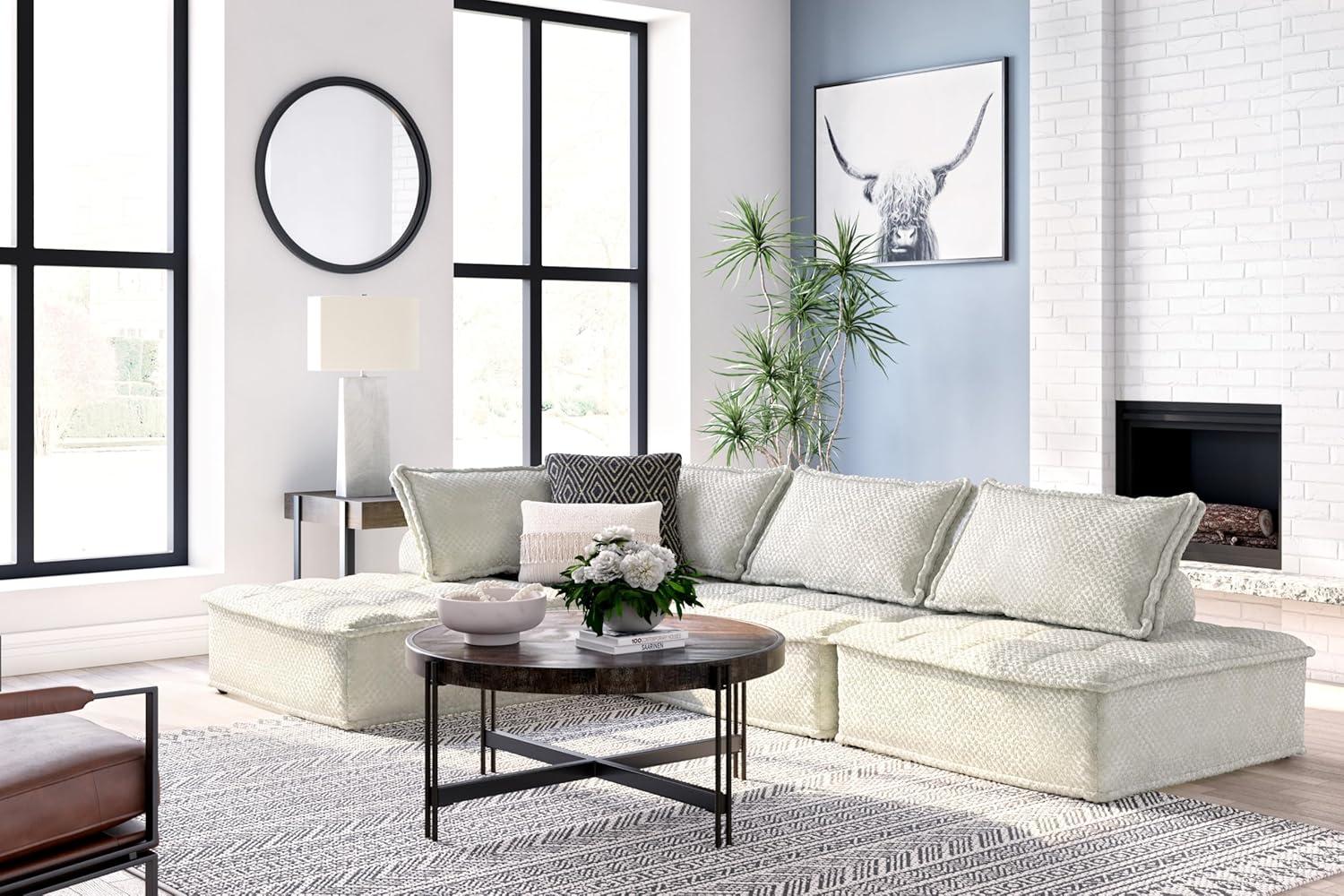 imageSignature Design by Ashley Bales Casual Modular Upholstered Armless Accent Chair with NonSlip Decking and Feet BlueTaupe