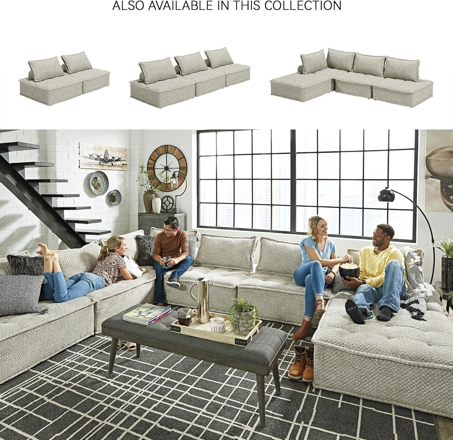 imageSignature Design by Ashley Bales Casual Modular Upholstered Armless Accent Chair with NonSlip Decking and Feet BlueTaupe