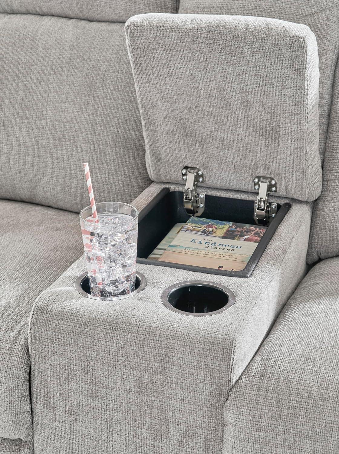 imageSignature Design by Ashley Barnsana Casual Power Recliner with Rocking Motion and USB Port Light GrayLight Gray