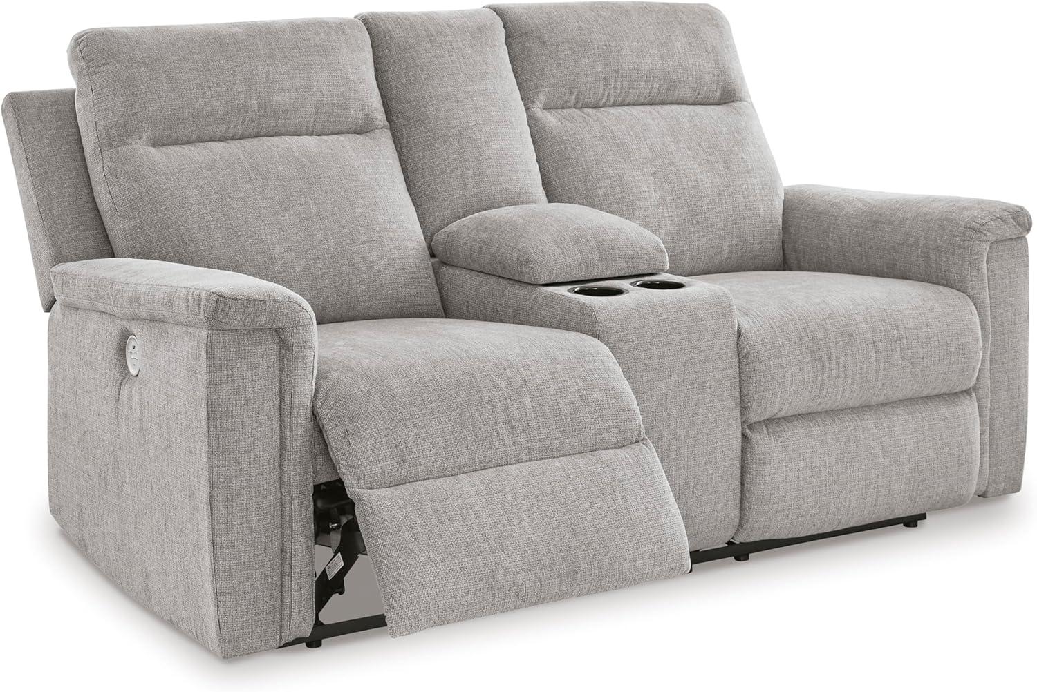 imageSignature Design by Ashley Barnsana Casual Power Recliner with Rocking Motion and USB Port Light GrayLight Gray