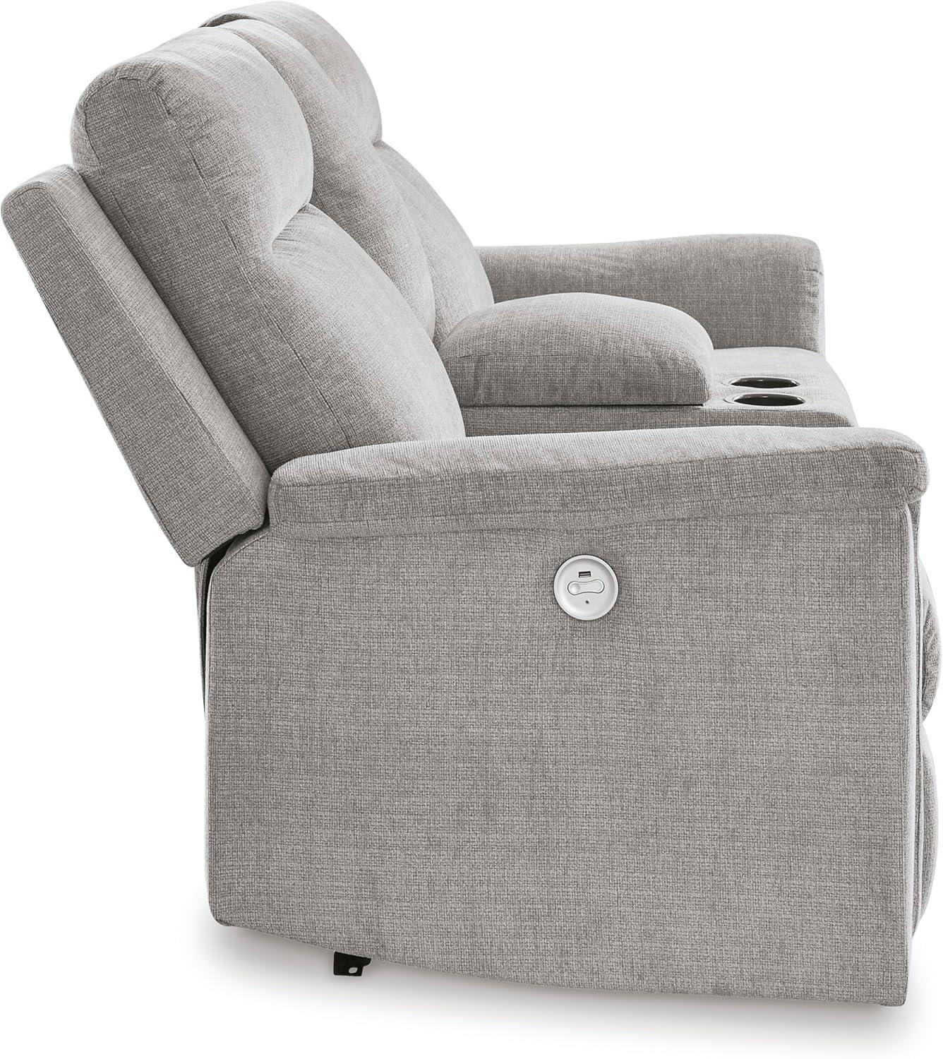 imageSignature Design by Ashley Barnsana Casual Power Recliner with Rocking Motion and USB Port Light GrayLight Gray