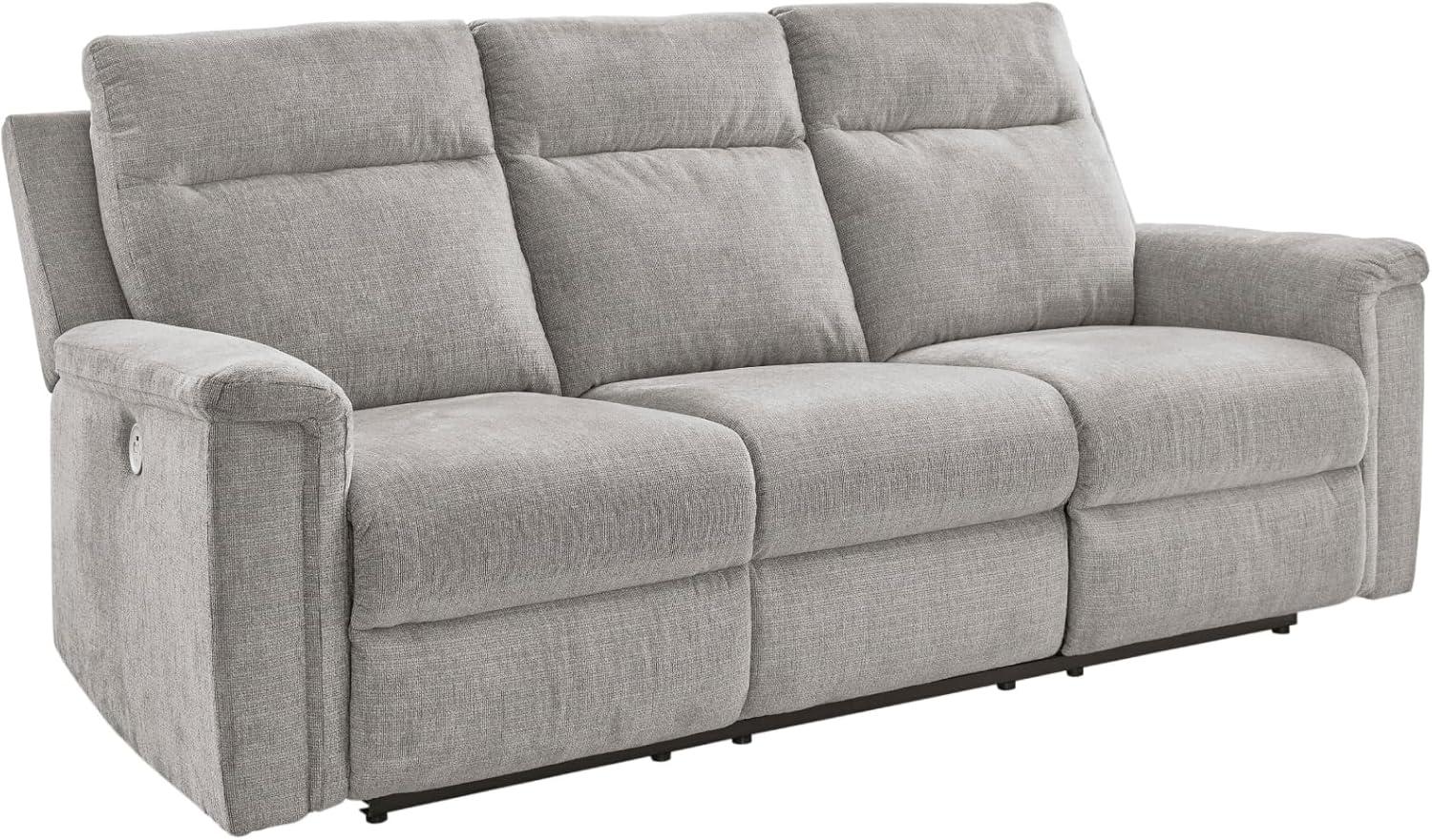 imageSignature Design by Ashley Barnsana Casual Power Recliner with Rocking Motion and USB Port Light GrayLight Gray