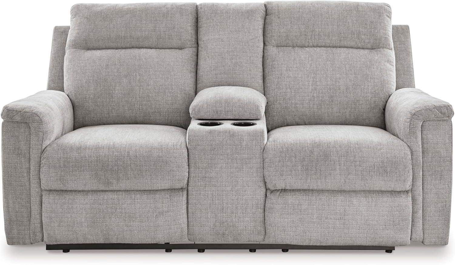 imageSignature Design by Ashley Barnsana Casual Power Recliner with Rocking Motion and USB Port Light GrayLight Gray