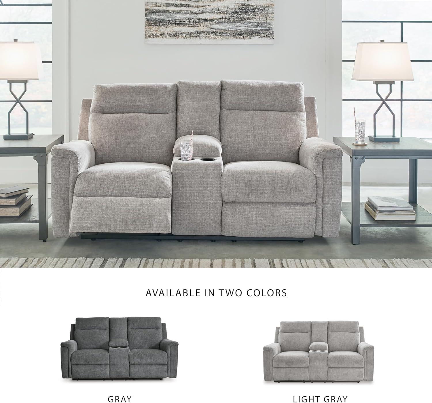 imageSignature Design by Ashley Barnsana Casual Power Recliner with Rocking Motion and USB Port Light GrayLight Gray