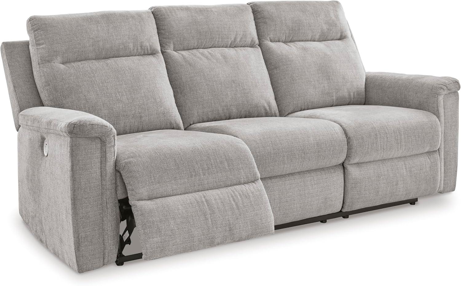 imageSignature Design by Ashley Barnsana Casual Power Recliner with Rocking Motion and USB Port Light GrayLight Gray