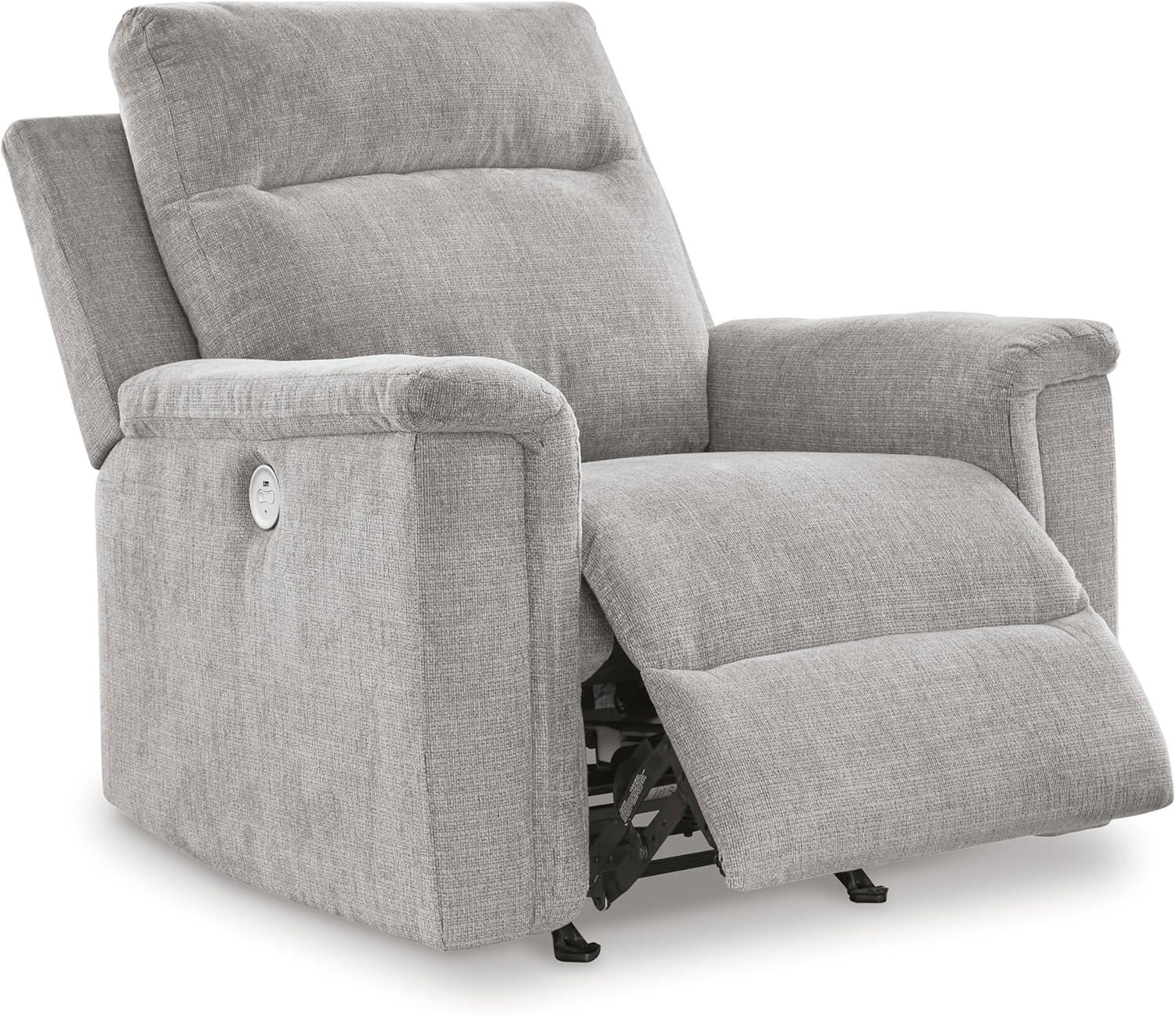 imageSignature Design by Ashley Barnsana Casual Power Recliner with Rocking Motion and USB Port Light GrayLight Gray