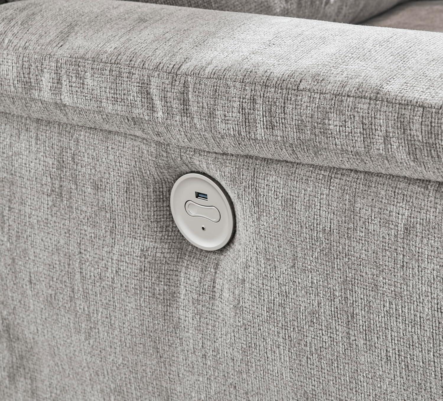 imageSignature Design by Ashley Barnsana Casual Power Recliner with Rocking Motion and USB Port Light GrayLight Gray