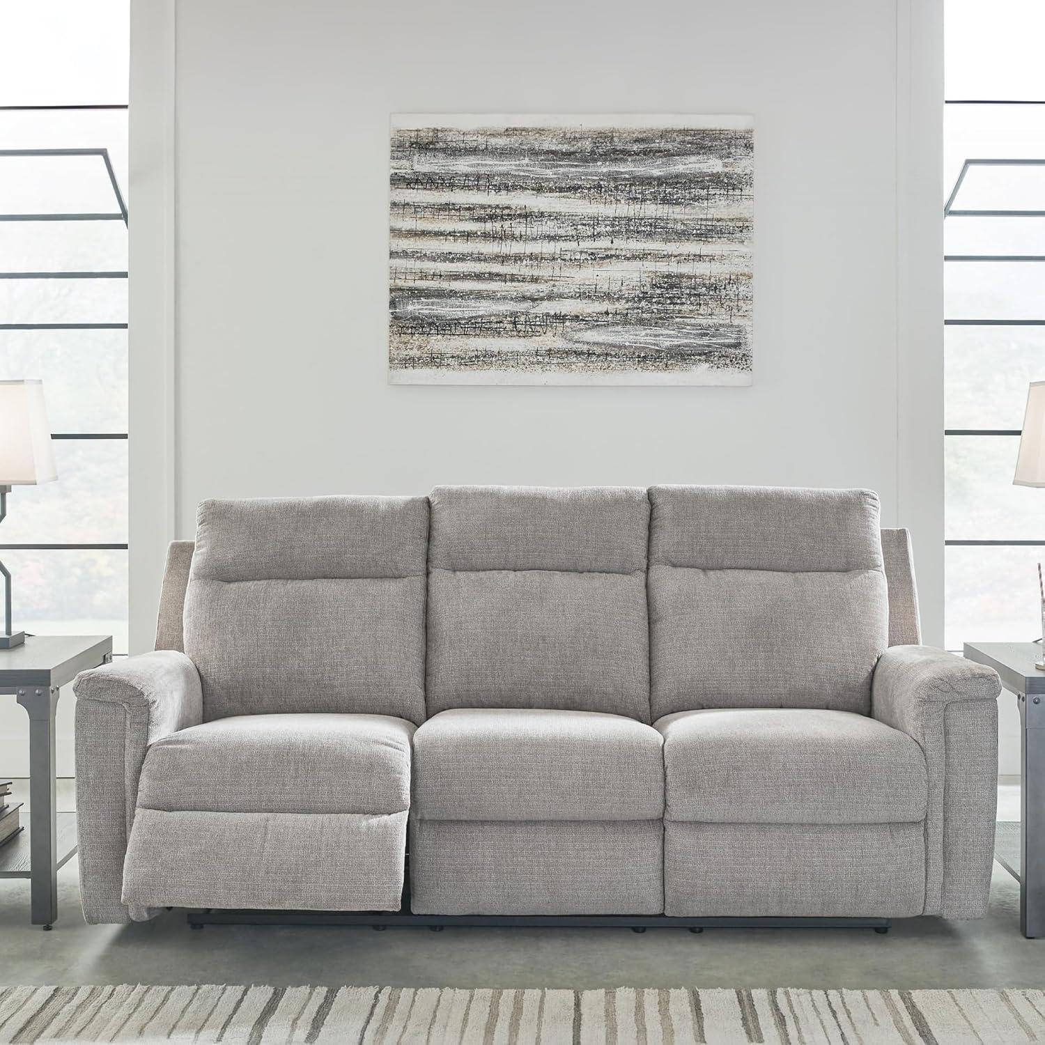 imageSignature Design by Ashley Barnsana Casual Power Recliner with Rocking Motion and USB Port Light GrayLight Gray