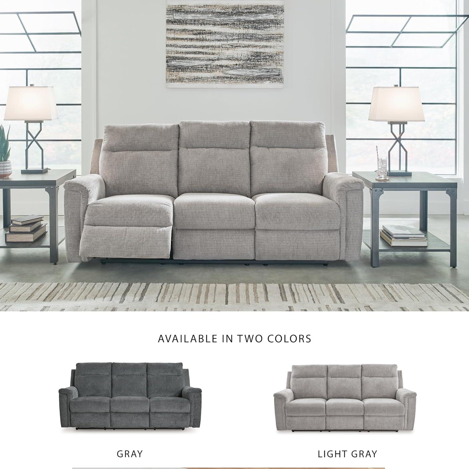 imageSignature Design by Ashley Barnsana Casual Power Recliner with Rocking Motion and USB Port Light GrayLight Gray