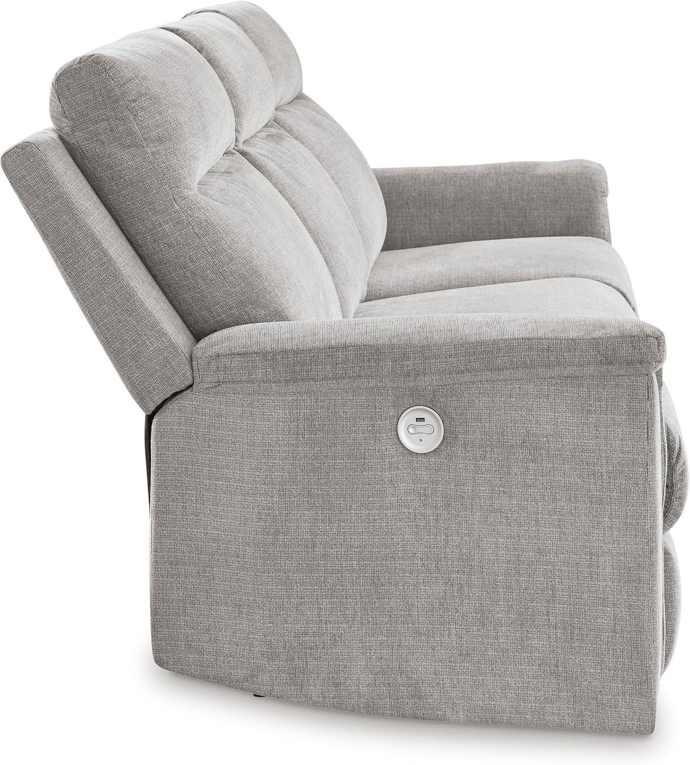 imageSignature Design by Ashley Barnsana Casual Power Recliner with Rocking Motion and USB Port Light GrayLight Gray