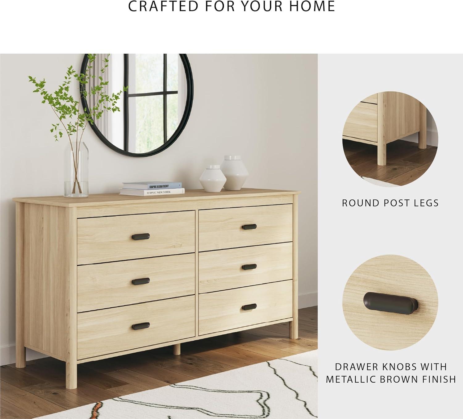 imageSignature Design by Ashley Bermacy Casual 6Drawer Dresser with Safety Stop Light BrownBeige