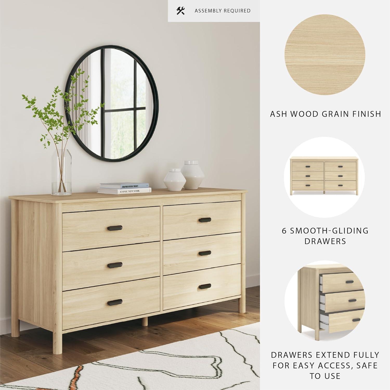 imageSignature Design by Ashley Bermacy Casual 6Drawer Dresser with Safety Stop Light BrownBeige