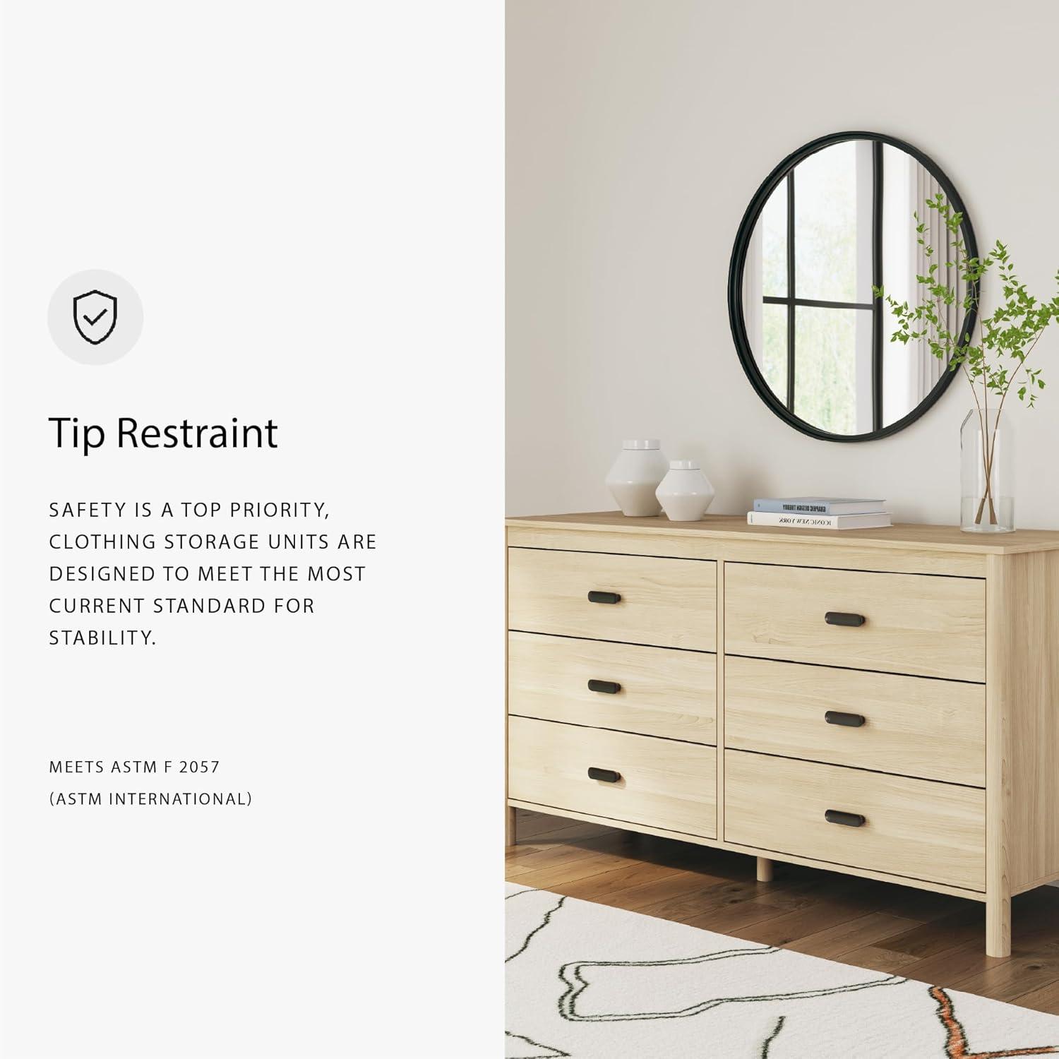 imageSignature Design by Ashley Bermacy Casual 6Drawer Dresser with Safety Stop Light BrownBeige