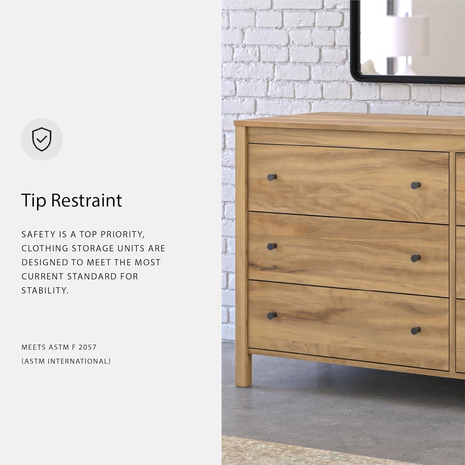 imageSignature Design by Ashley Bermacy Casual 6Drawer Dresser with Safety Stop Light BrownBrown