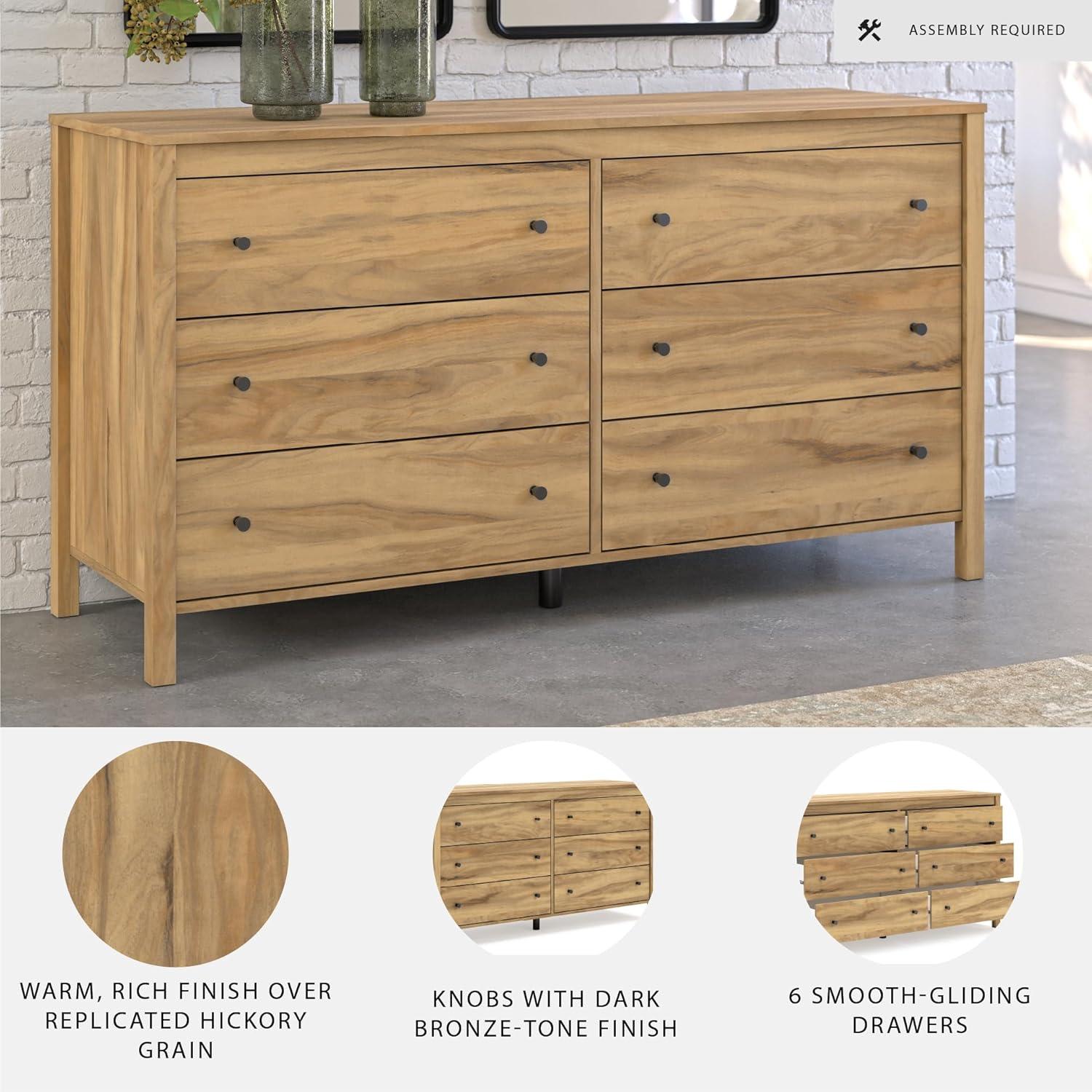 imageSignature Design by Ashley Bermacy Casual 6Drawer Dresser with Safety Stop Light BrownBrown