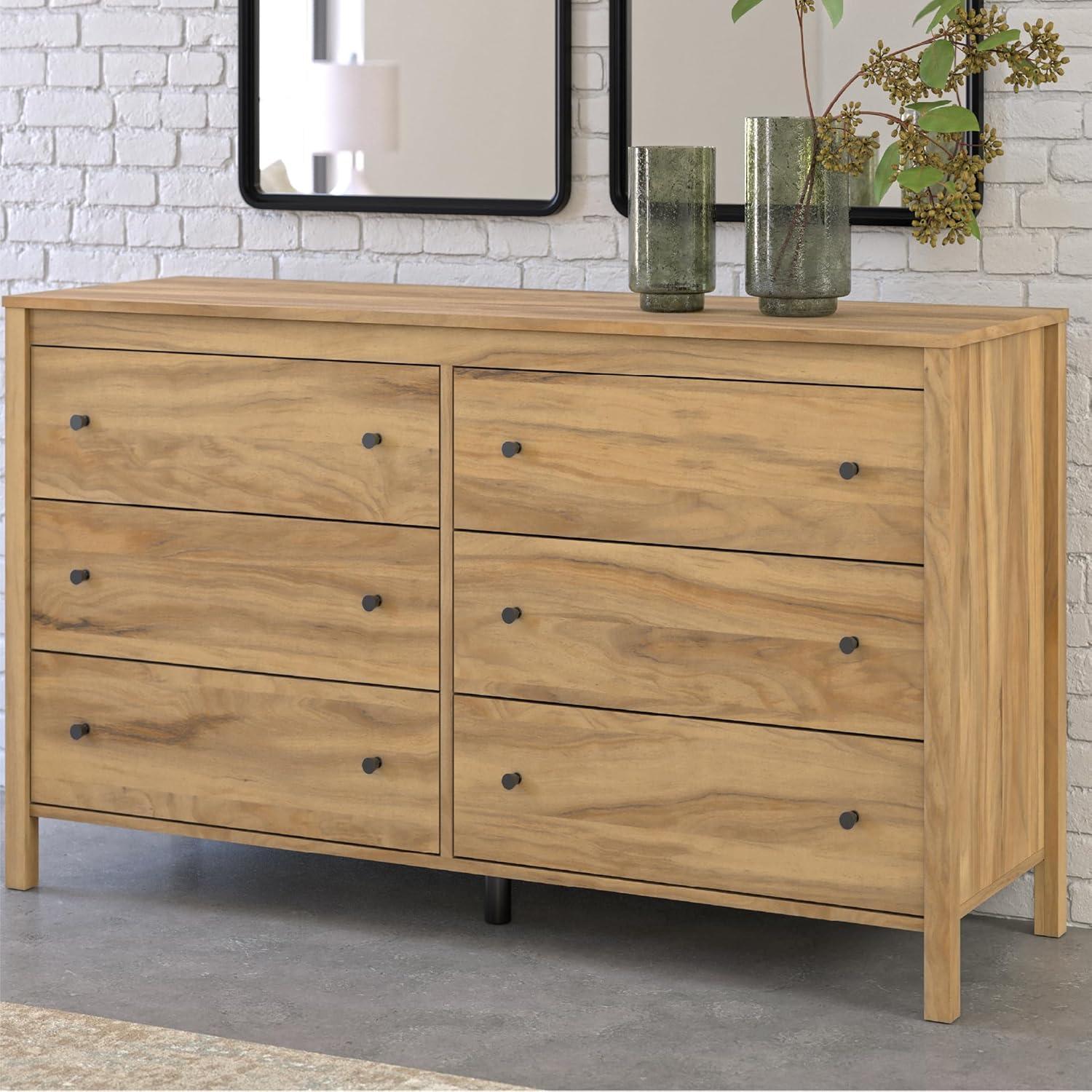 imageSignature Design by Ashley Bermacy Casual 6Drawer Dresser with Safety Stop Light BrownBrown