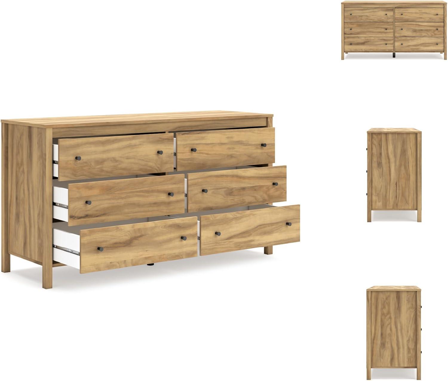 imageSignature Design by Ashley Bermacy Casual 6Drawer Dresser with Safety Stop Light BrownBrown