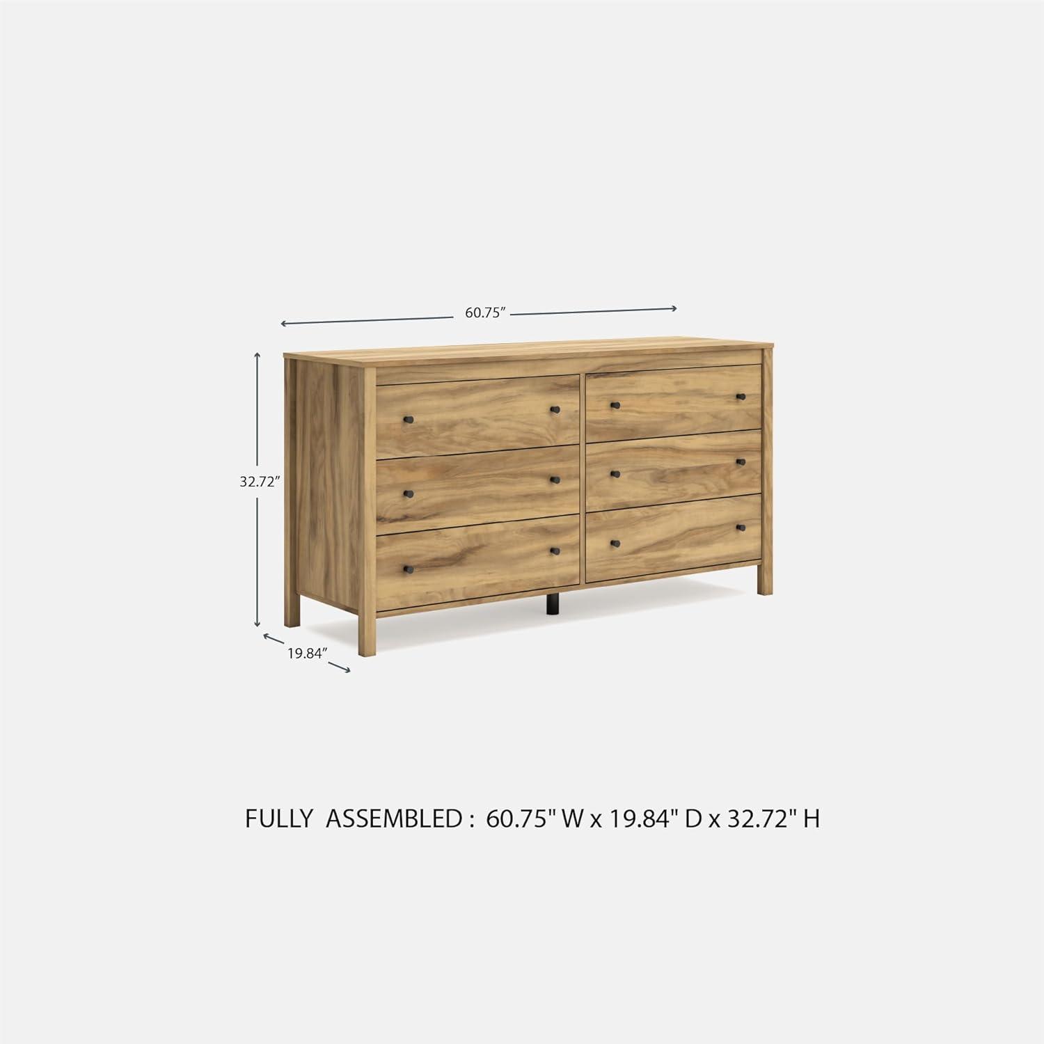 imageSignature Design by Ashley Bermacy Casual 6Drawer Dresser with Safety Stop Light BrownBrown
