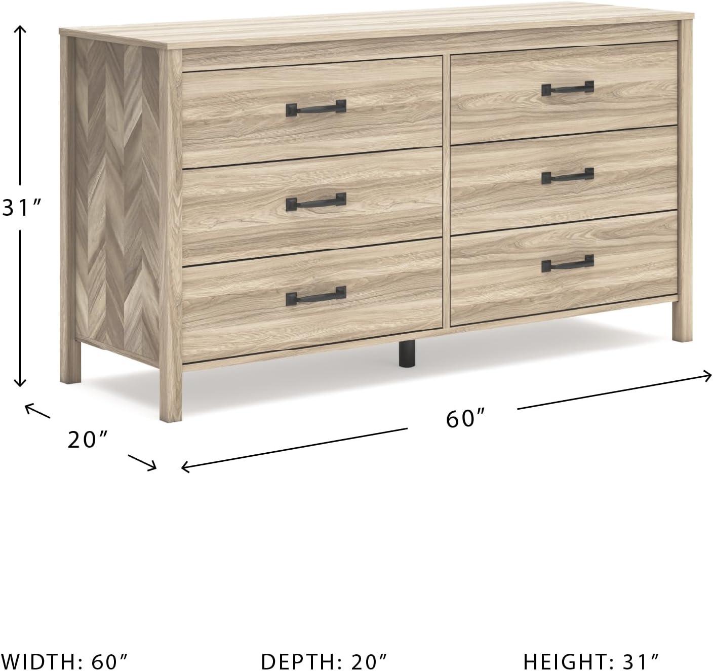 imageSignature Design by Ashley Bermacy Casual 6Drawer Dresser with Safety Stop Light BrownNatural