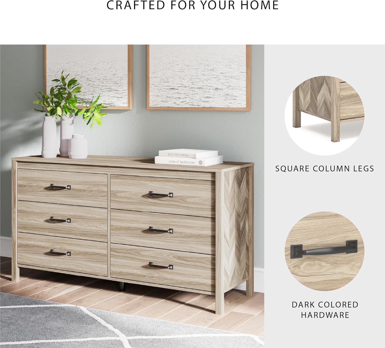 imageSignature Design by Ashley Bermacy Casual 6Drawer Dresser with Safety Stop Light BrownNatural