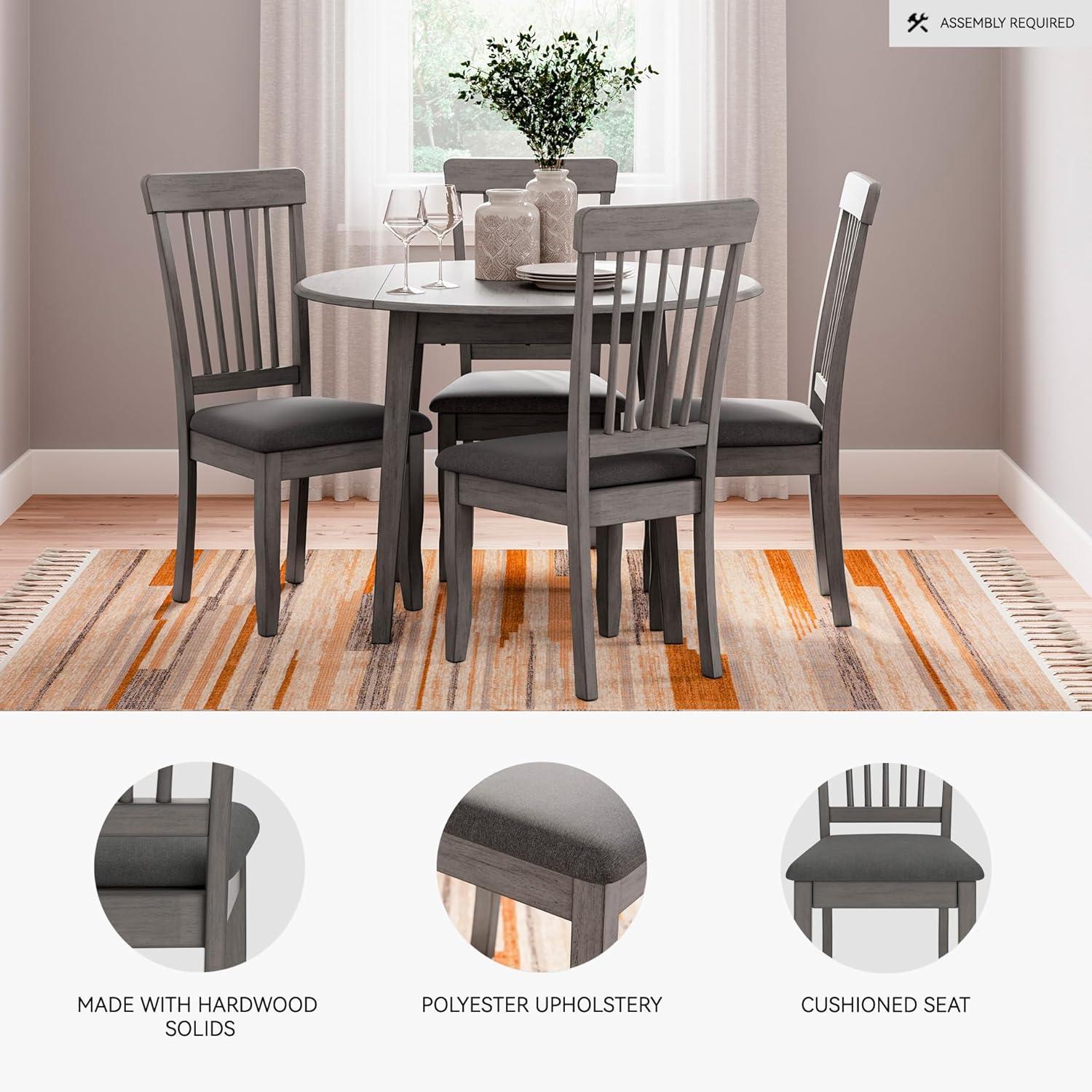 imageSignature Design by Ashley Berringer Spindle Back 18quot Dining Chairs Set of 2 Rustic Light Brown with Upholstered Cushioned SeatGrey