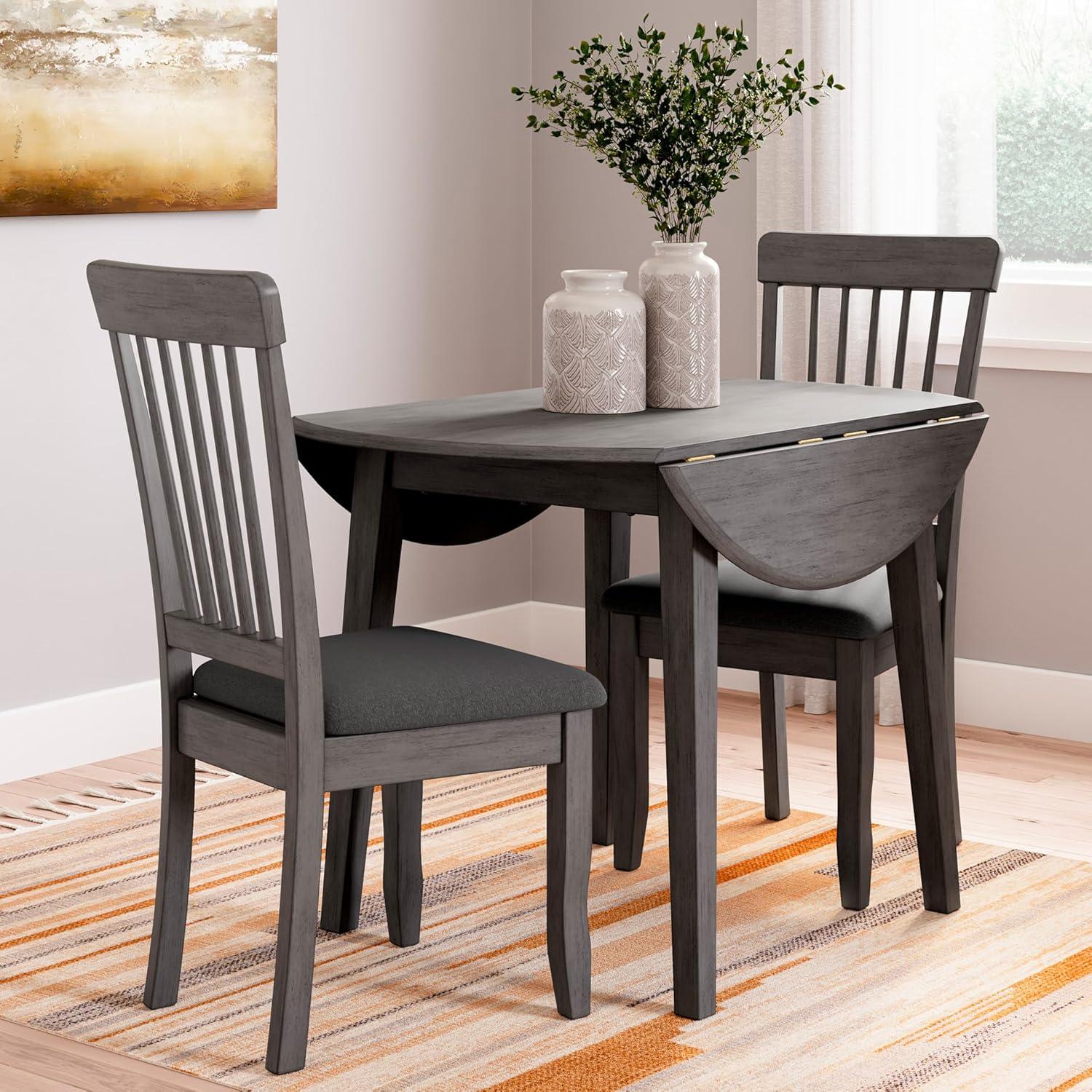 imageSignature Design by Ashley Berringer Spindle Back 18quot Dining Chairs Set of 2 Rustic Light Brown with Upholstered Cushioned SeatGrey