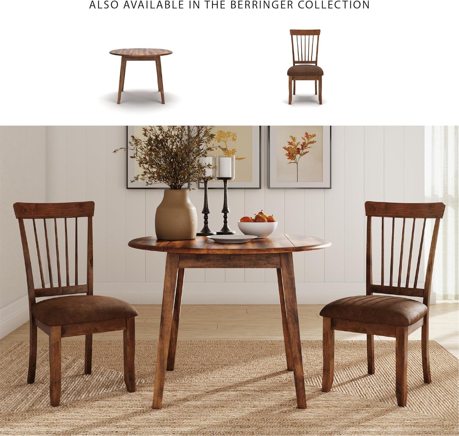 imageSignature Design by Ashley Berringer Spindle Back 18quot Dining Chairs Set of 2 Rustic Light Brown with Upholstered Cushioned SeatLight Brown