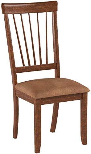 imageSignature Design by Ashley Berringer Spindle Back 18quot Dining Chairs Set of 2 Rustic Light Brown with Upholstered Cushioned SeatLight Brown