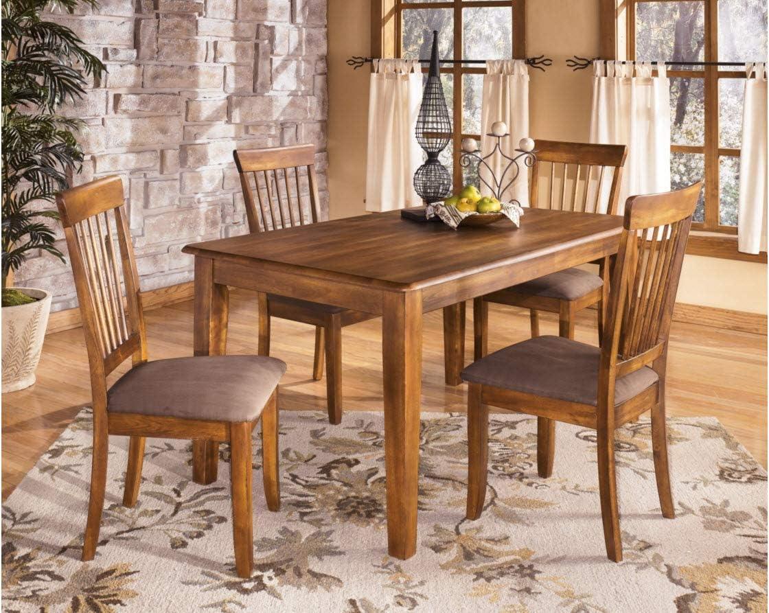 imageSignature Design by Ashley Berringer Spindle Back 18quot Dining Chairs Set of 2 Rustic Light Brown with Upholstered Cushioned SeatLight Brown