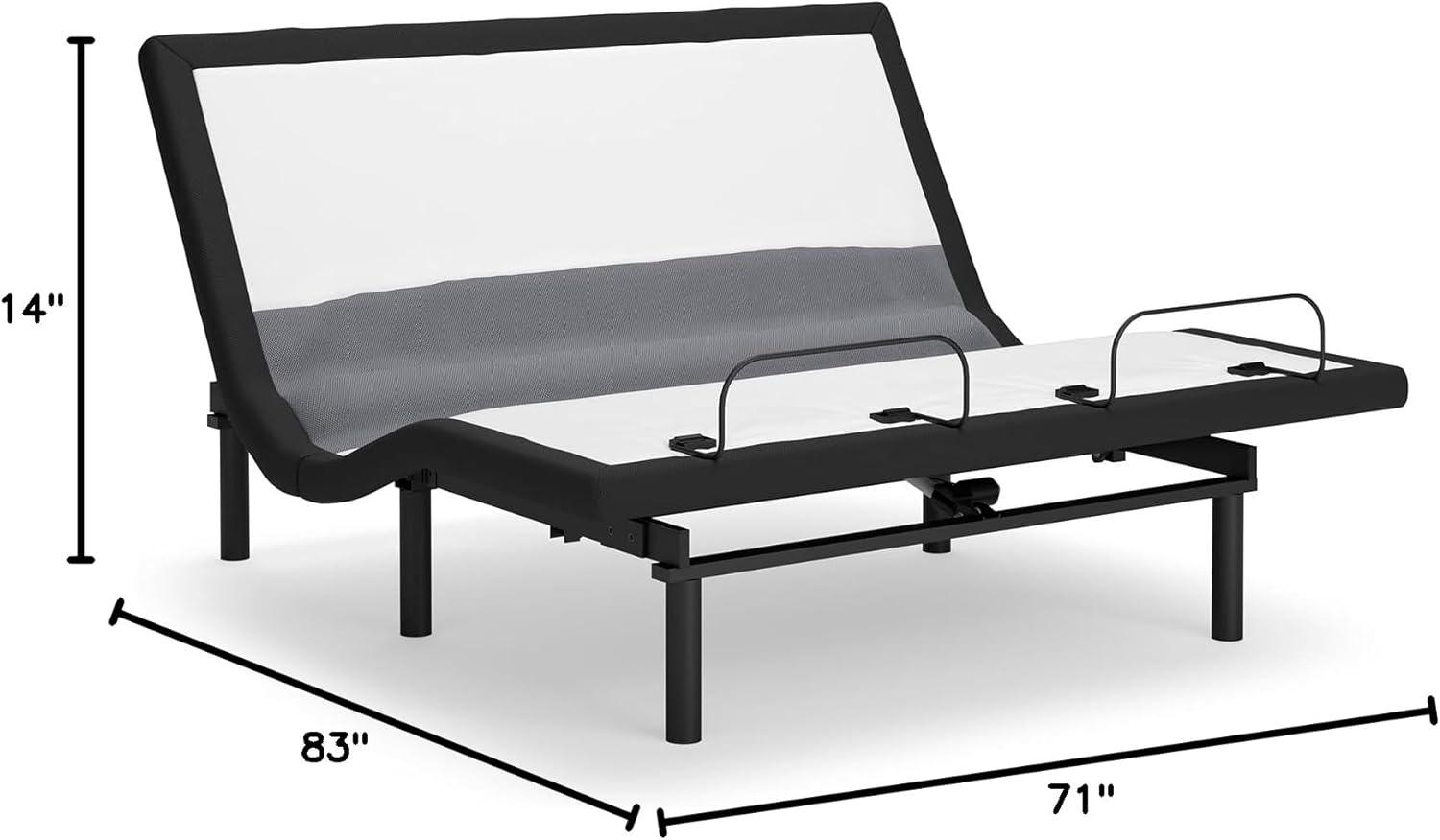 imageSignature Design by Ashley Best Base with Lumbar and Audio Traditional Zero Gravity California King Adjustable Base with Message Lighting Wireless Remote and USB Ports Black ampamp Gray