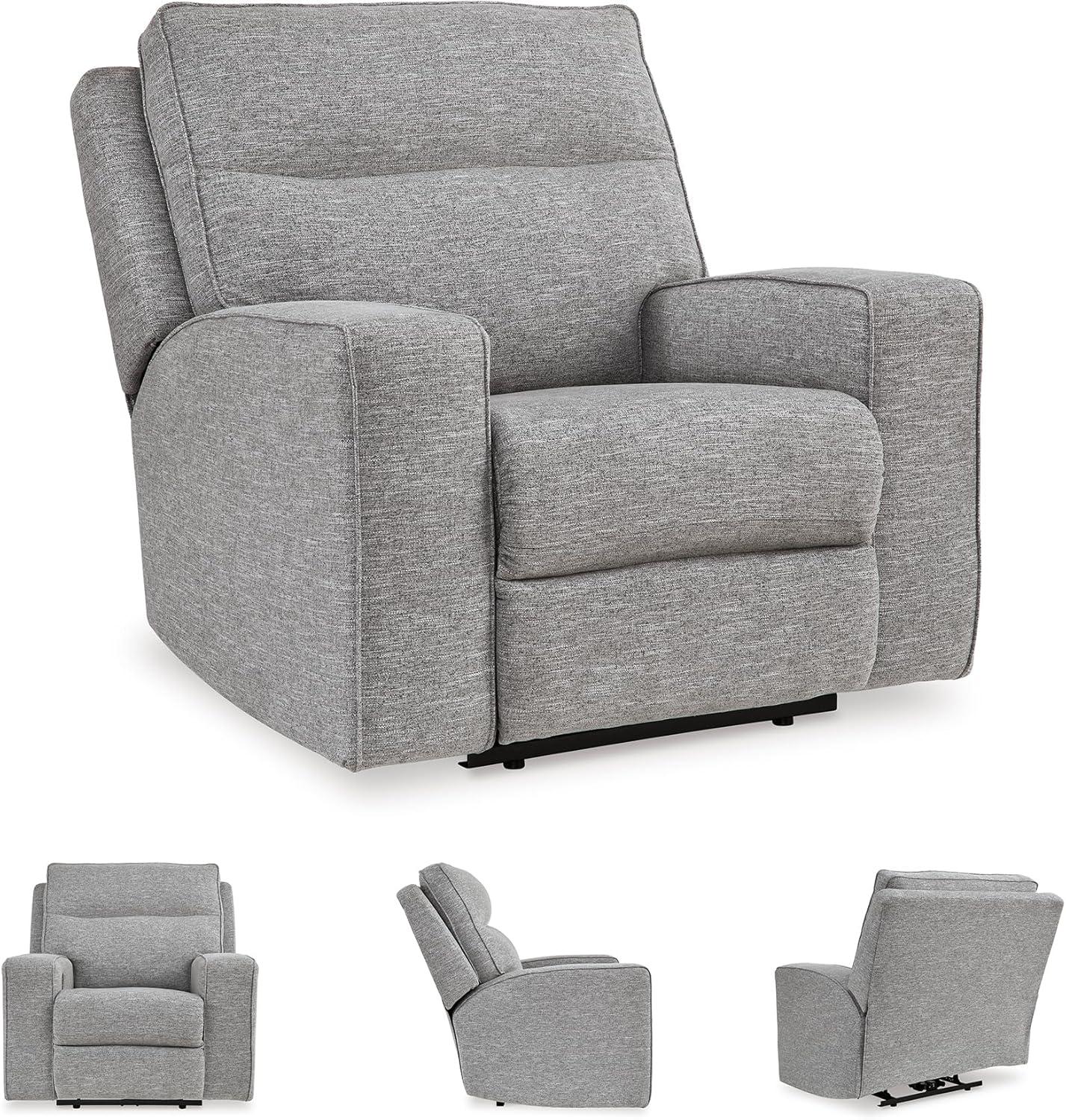 imageSignature Design by Ashley Biscoe Casual UV Resistant Power Reclining Sofa with Adjustable Headrest and USB Ports Light GrayLoveseat