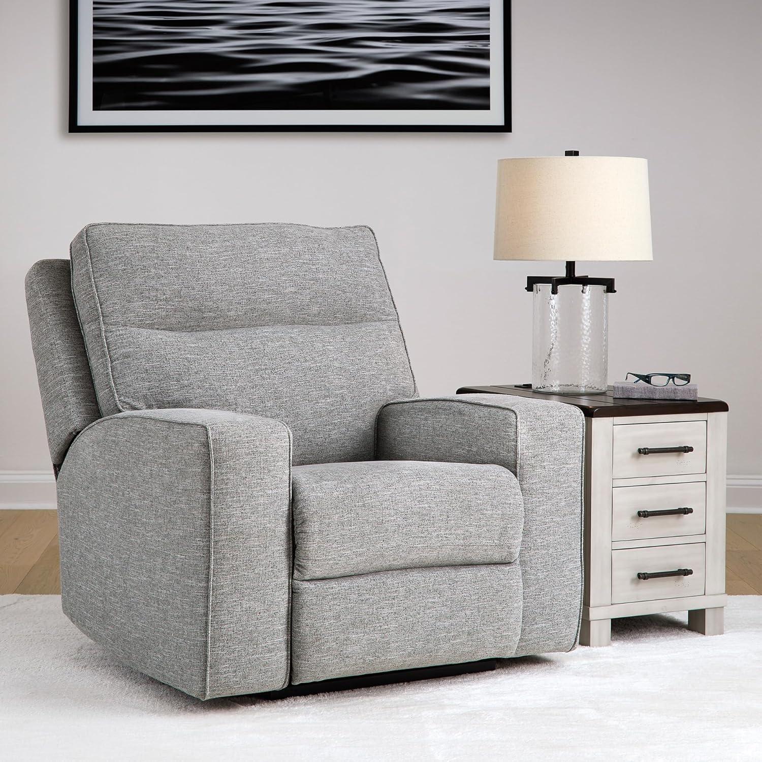 imageSignature Design by Ashley Biscoe Casual UV Resistant Power Reclining Sofa with Adjustable Headrest and USB Ports Light GrayLoveseat