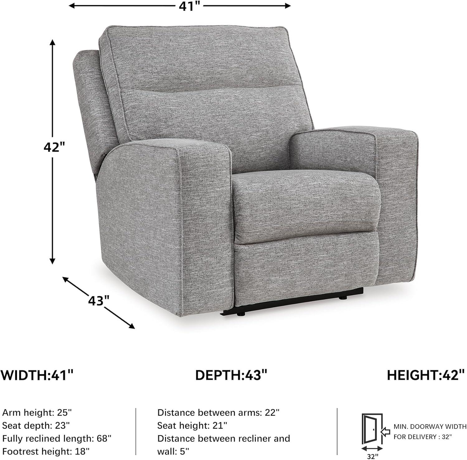 imageSignature Design by Ashley Biscoe Casual UV Resistant Power Reclining Sofa with Adjustable Headrest and USB Ports Light GrayLoveseat