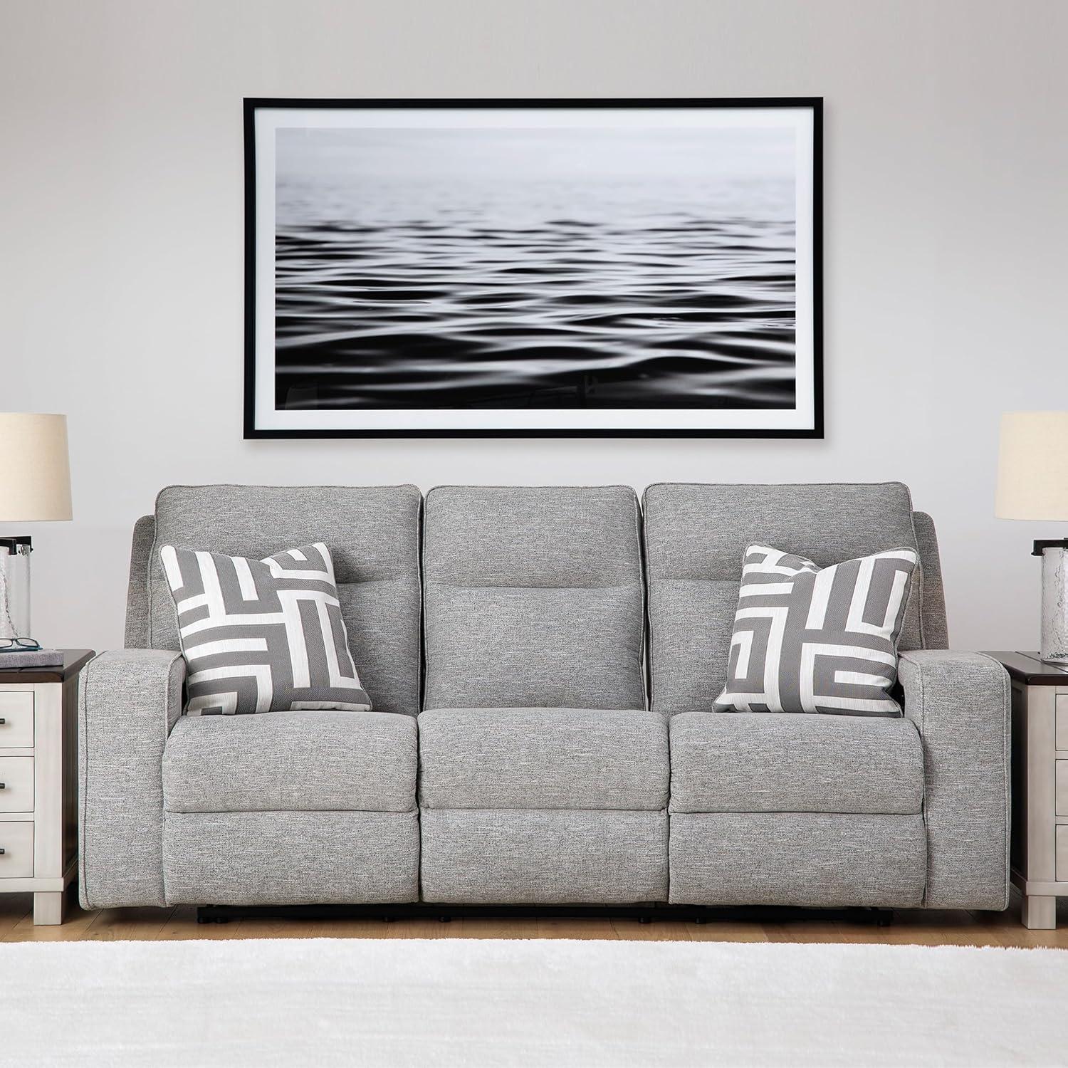 imageSignature Design by Ashley Biscoe Casual UV Resistant Power Reclining Sofa with Adjustable Headrest and USB Ports Light GraySofa