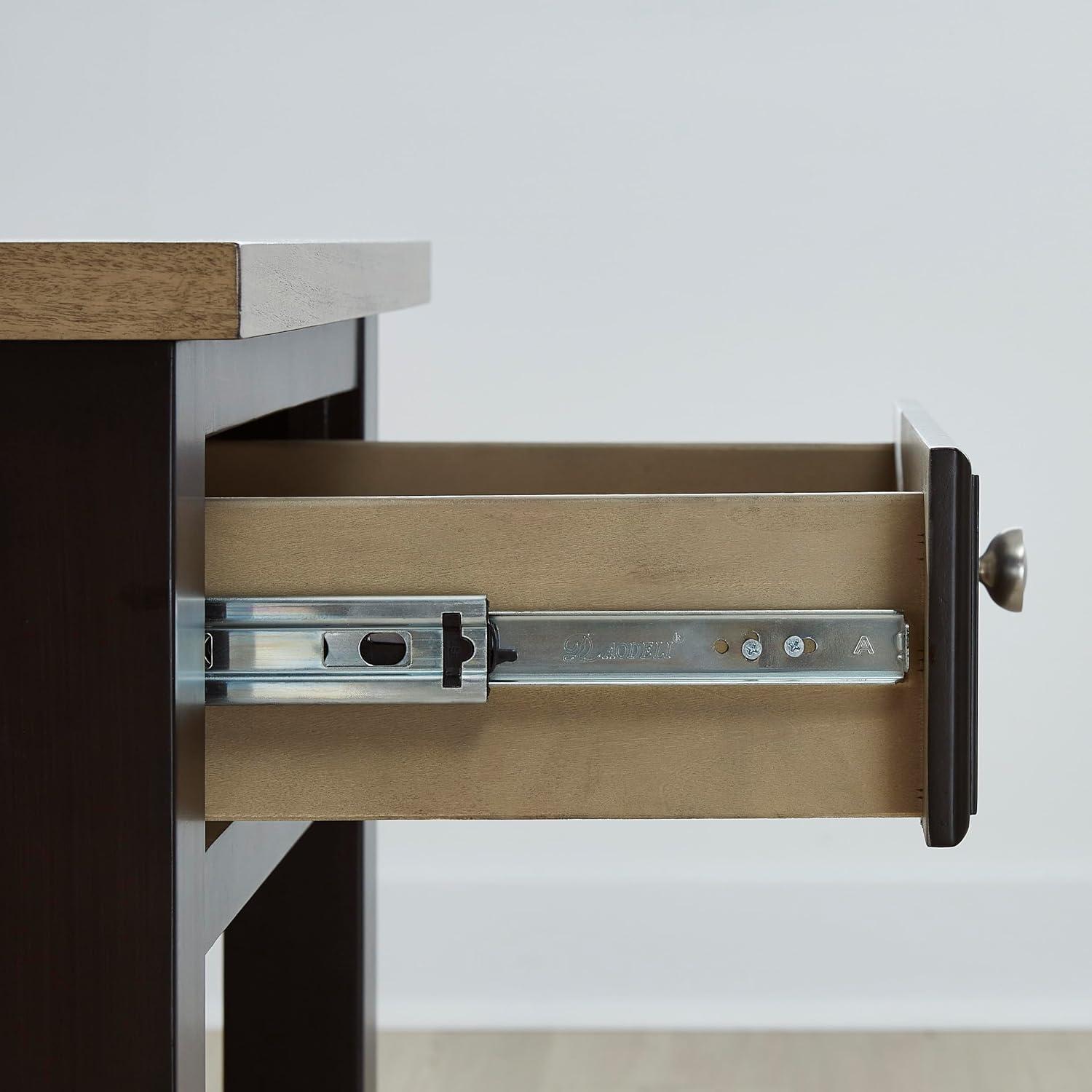 imageSignature Design by Ashley Bolanburg Farmhouse Rectangular End Table Plank Style Top Drawer Wood 24quot W x 27quot D x 25quot H 2tone Finish Antique CreamLight Brown Black