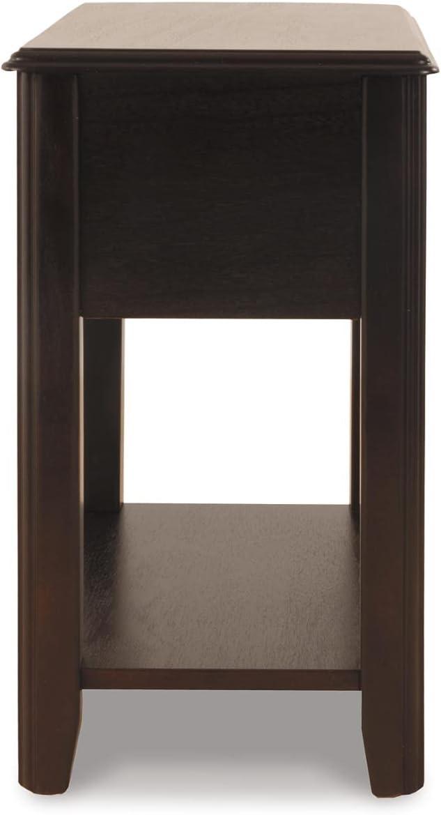 imageSignature Design by Ashley Breegin Chair Side End Table 1 Drawer 1 Fixed Shelf Veneers Wood 1313quot W x 2213quot D x 23quot H BrownDark Brown