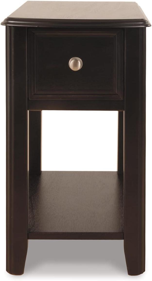 imageSignature Design by Ashley Breegin Chair Side End Table 1 Drawer 1 Fixed Shelf Veneers Wood 1313quot W x 2213quot D x 23quot H BrownDark Brown