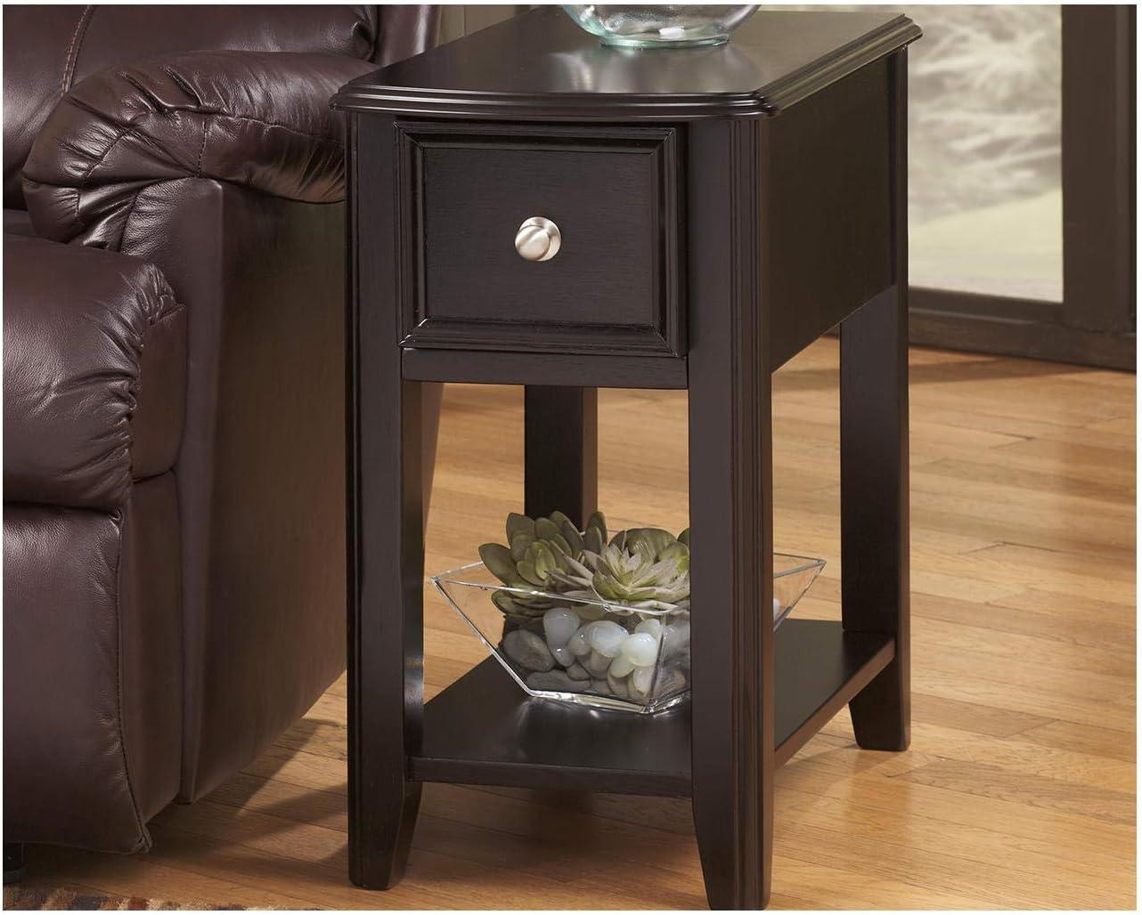 imageSignature Design by Ashley Breegin Chair Side End Table 1 Drawer 1 Fixed Shelf Veneers Wood 1313quot W x 2213quot D x 23quot H BrownDark Brown