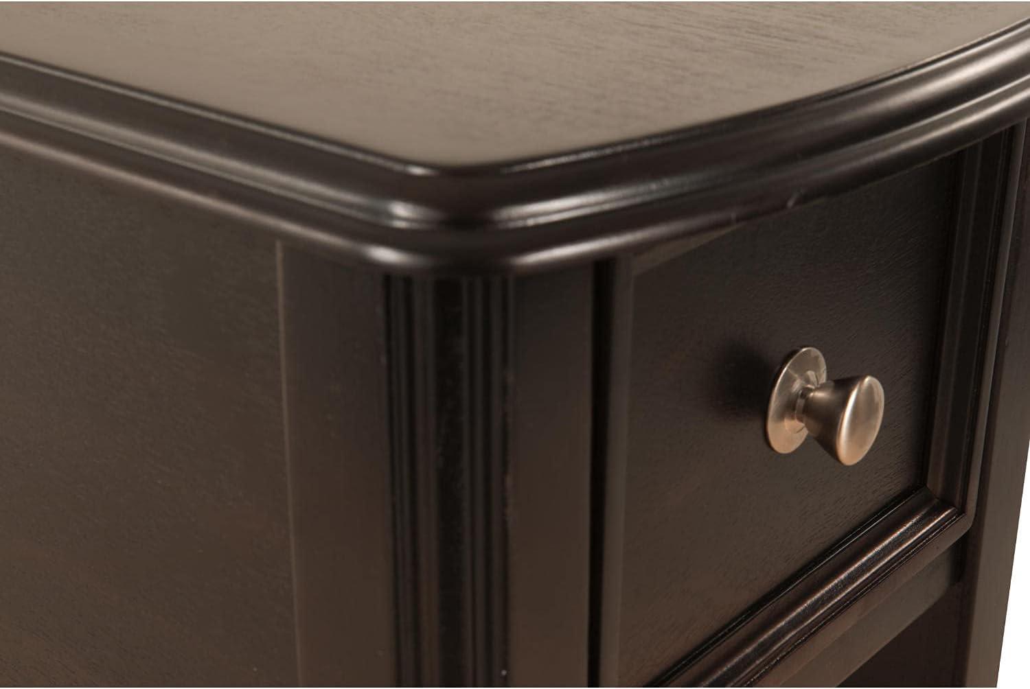 imageSignature Design by Ashley Breegin Chair Side End Table 1 Drawer 1 Fixed Shelf Veneers Wood 1313quot W x 2213quot D x 23quot H BrownDark Brown