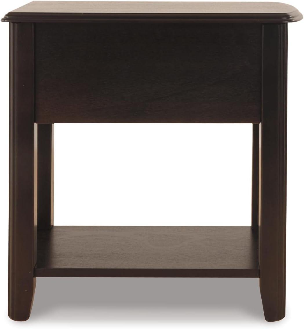imageSignature Design by Ashley Breegin Chair Side End Table 1 Drawer 1 Fixed Shelf Veneers Wood 1313quot W x 2213quot D x 23quot H BrownDark Brown