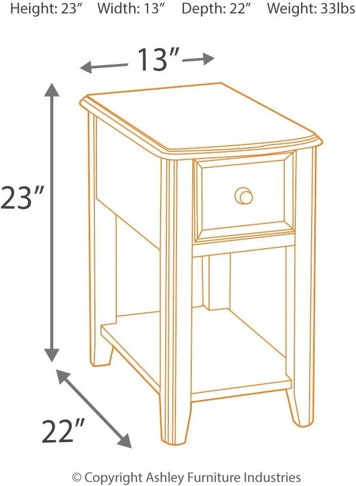 imageSignature Design by Ashley Breegin Chair Side End Table 1 Drawer 1 Fixed Shelf Veneers Wood 1313quot W x 2213quot D x 23quot H BrownDark Brown