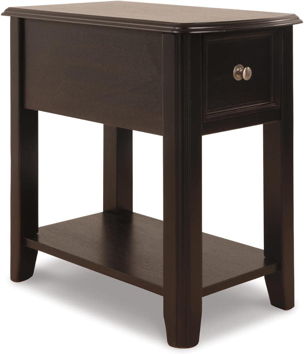 imageSignature Design by Ashley Breegin Chair Side End Table 1 Drawer 1 Fixed Shelf Veneers Wood 1313quot W x 2213quot D x 23quot H BrownDark Brown