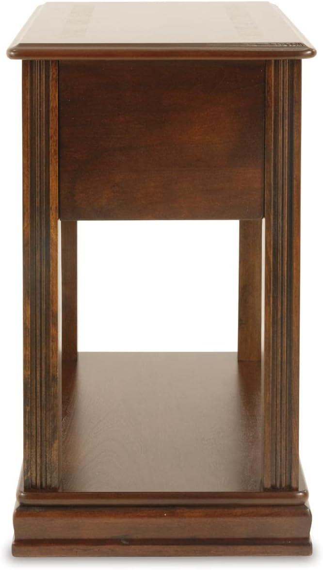 imageSignature Design by Ashley Breegin Chair Side End Table 1 Drawer 1 Fixed Shelf Veneers Wood 1313quot W x 2213quot D x 23quot H BrownMedium Brown